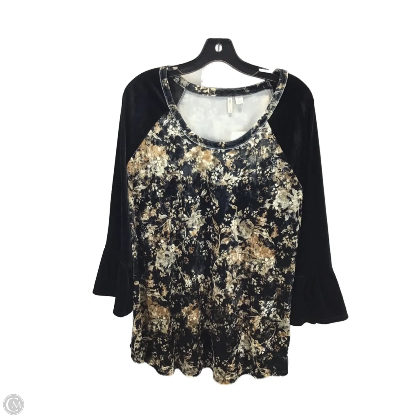 Top 3/4 Sleeve By Cato In Black & Cream, Size: Xl