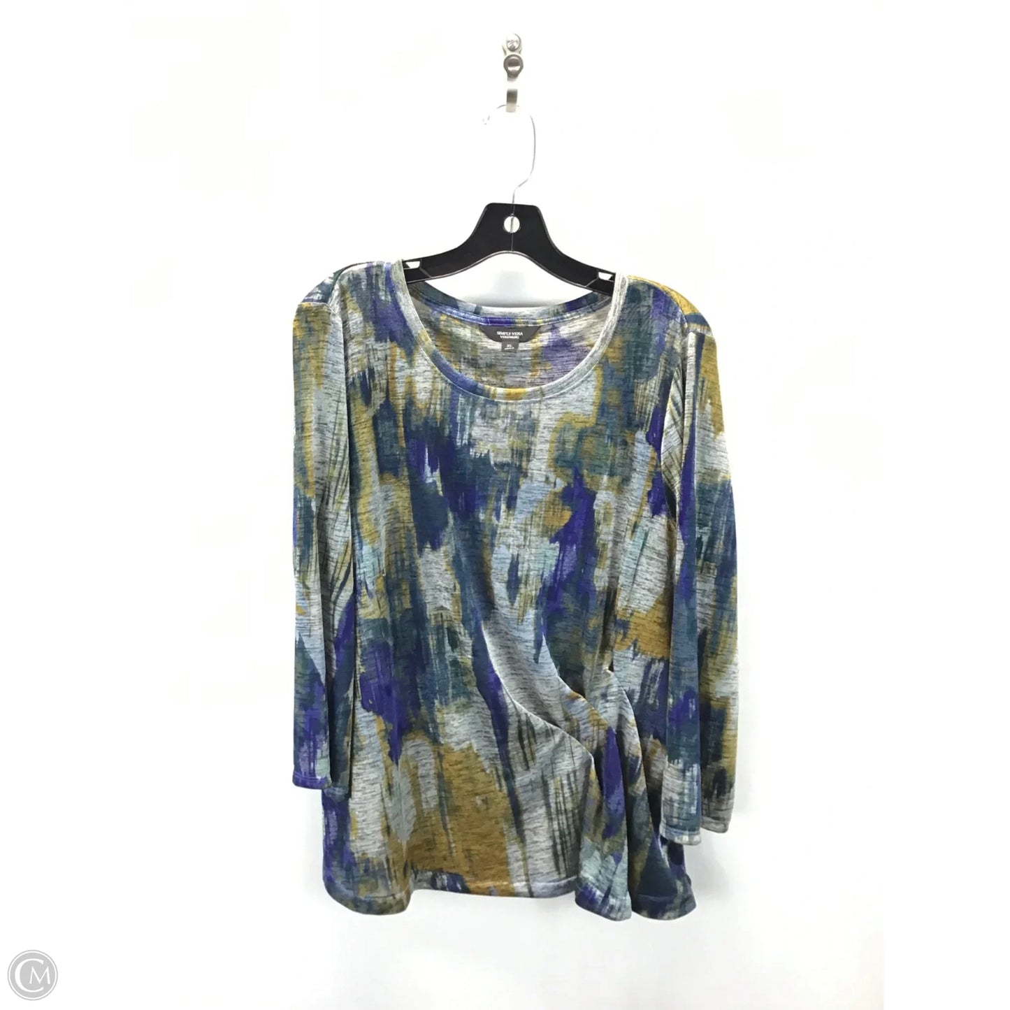 Top Long Sleeve By Simply Vera In Blue & Grey, Size: Xl