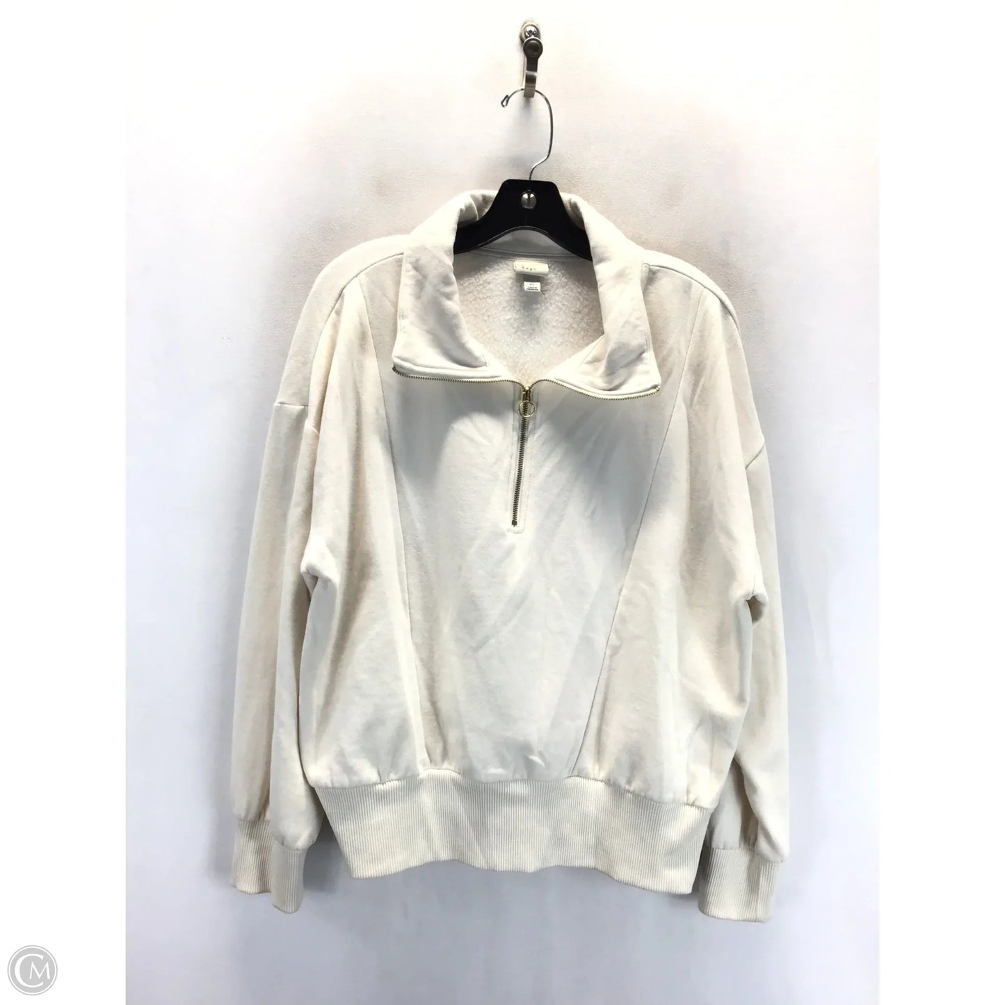 Athletic Top Long Sleeve Collar By A New Day In Beige, Size: Xl