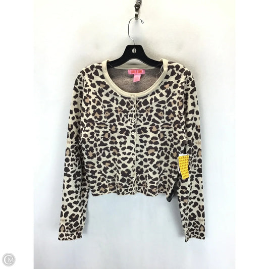 Sweater Cardigan By Clothes Mentor In Leopard Print, Size: L