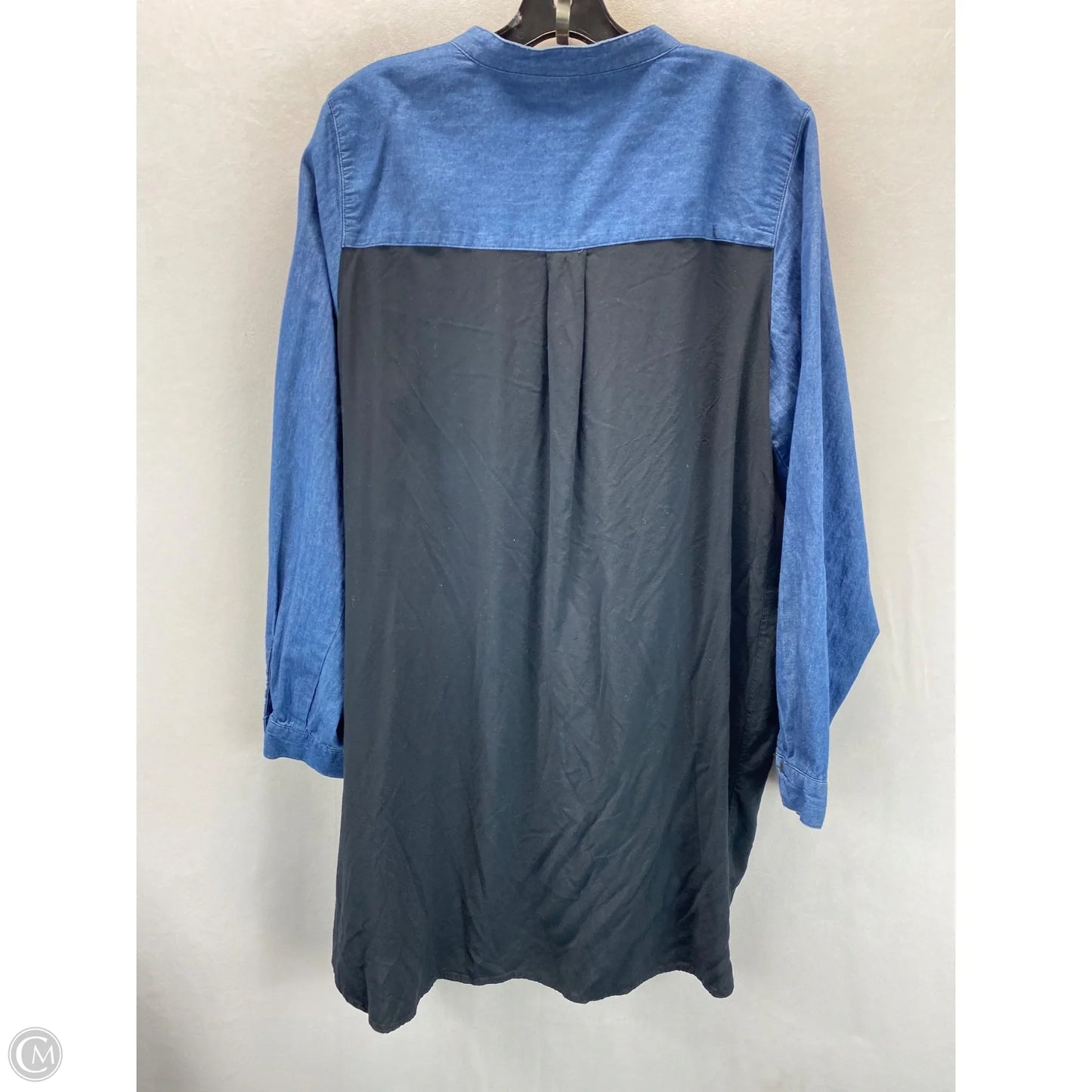 Tunic Long Sleeve By Ellos In Black & Blue, Size: L