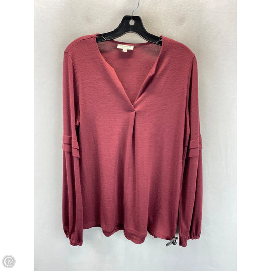 Top Long Sleeve By Bobeau In Maroon, Size: M