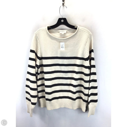 Sweater Cardigan By Loft In Striped Pattern, Size: Xl