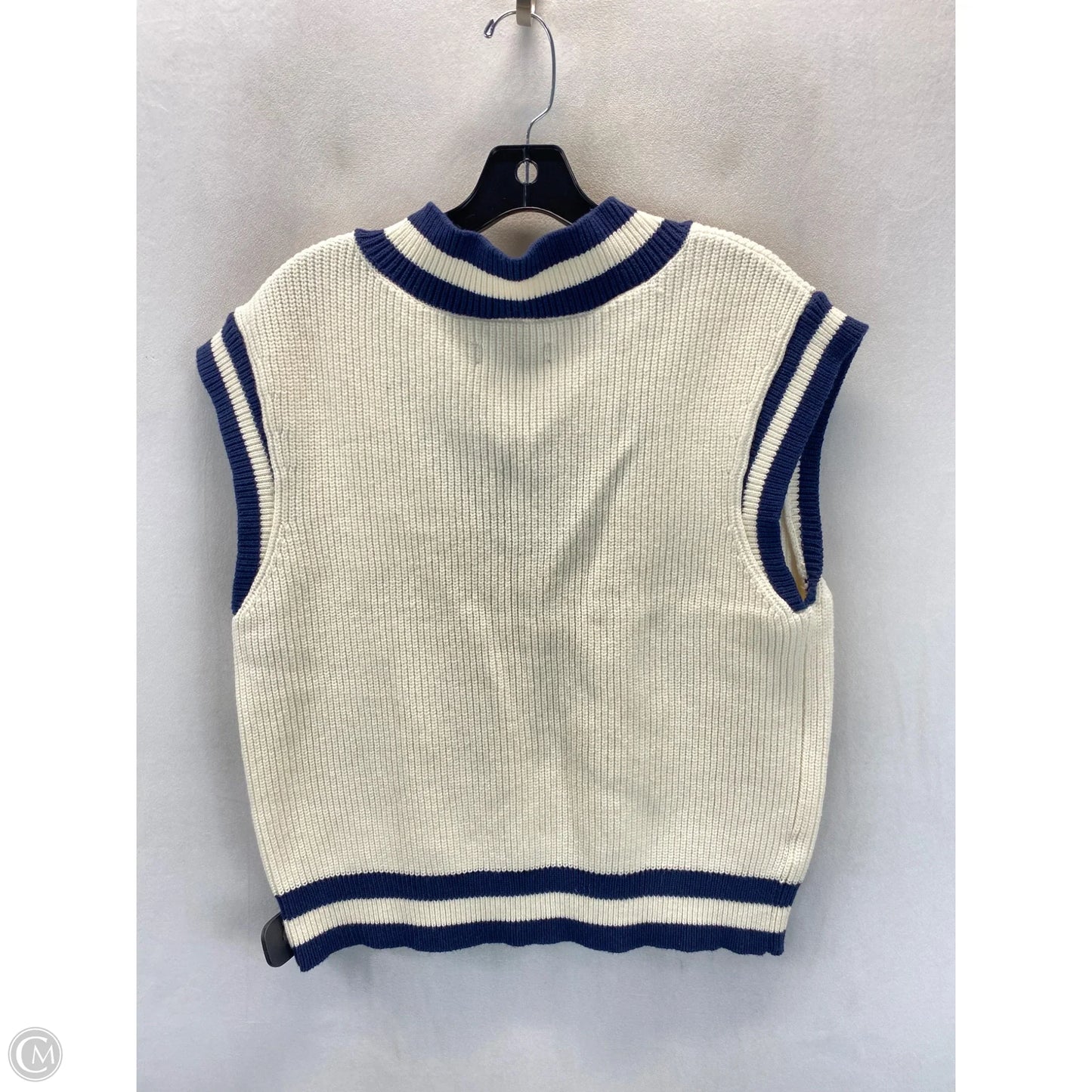 Vest Sweater By Loft In Blue & Cream, Size: Lp