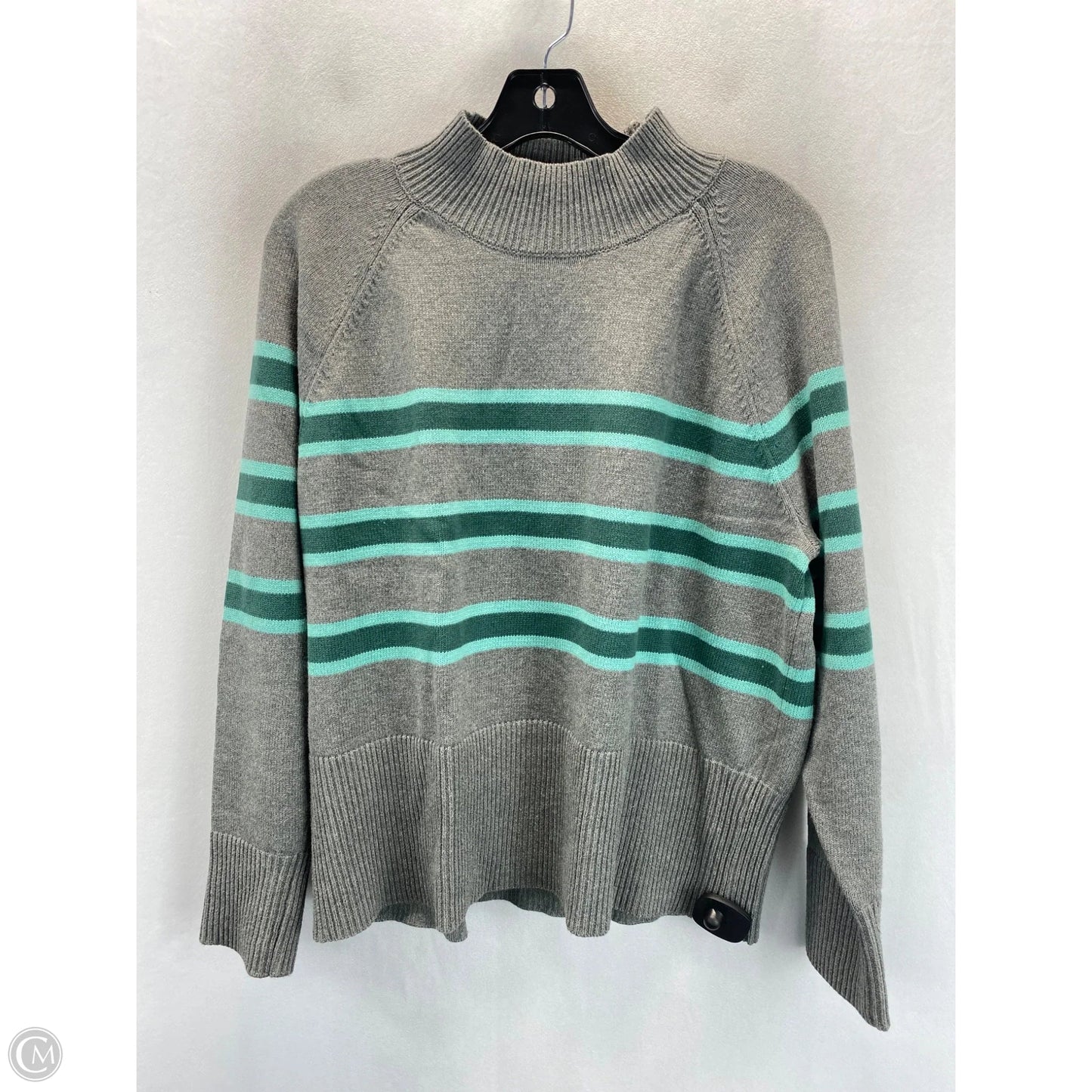 Sweater By Loft In Green & Grey, Size: Xxl