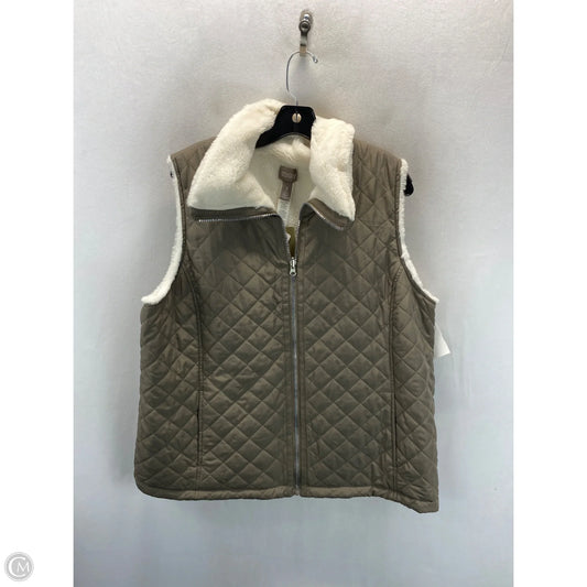 Vest Puffer & Quilted By Chicos In Taupe, Size: Xl