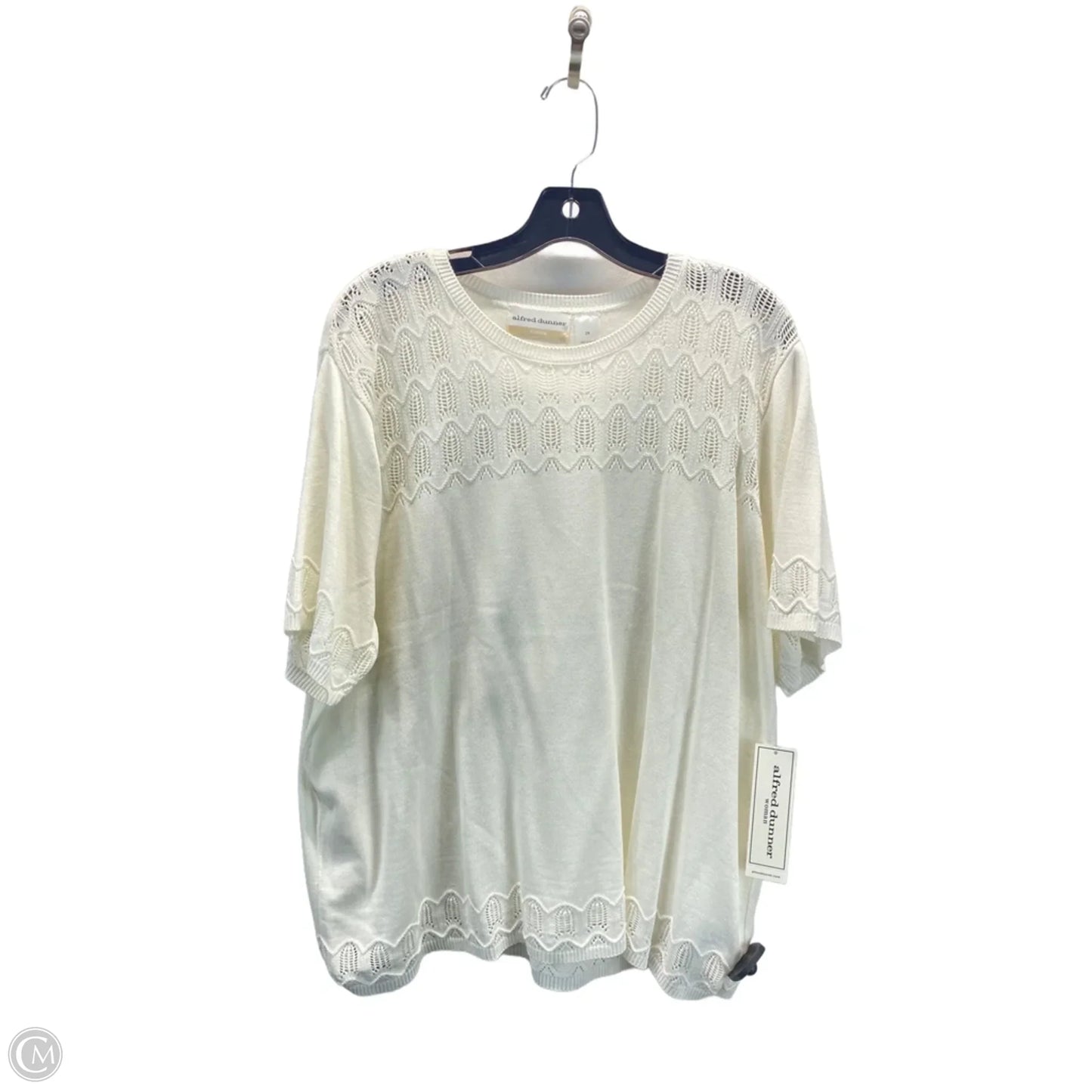 Top Short Sleeve By Alfred Dunner In Cream, Size: 2x