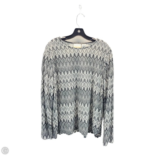 Top Long Sleeve By Alfred Dunner In Grey & White, Size: 2x