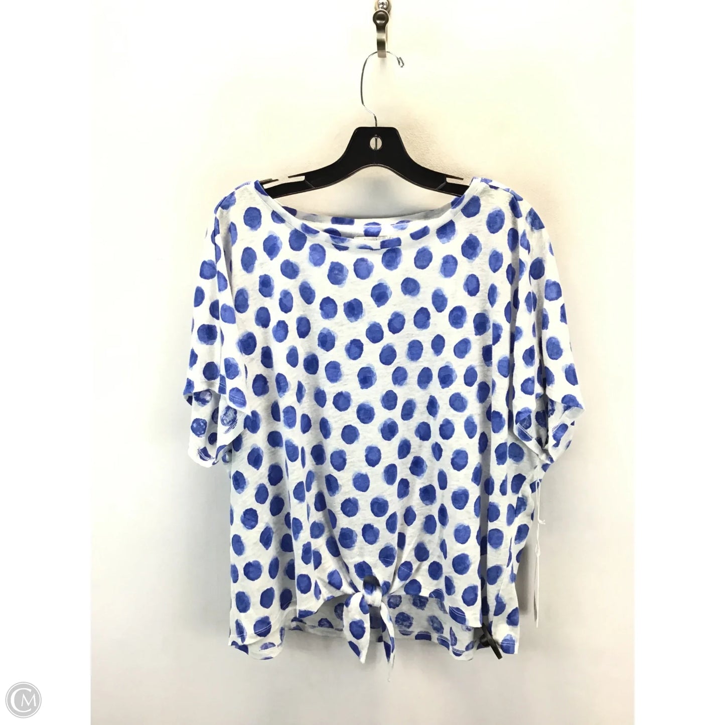Top Short Sleeve By Chicos In Blue & White, Size: L