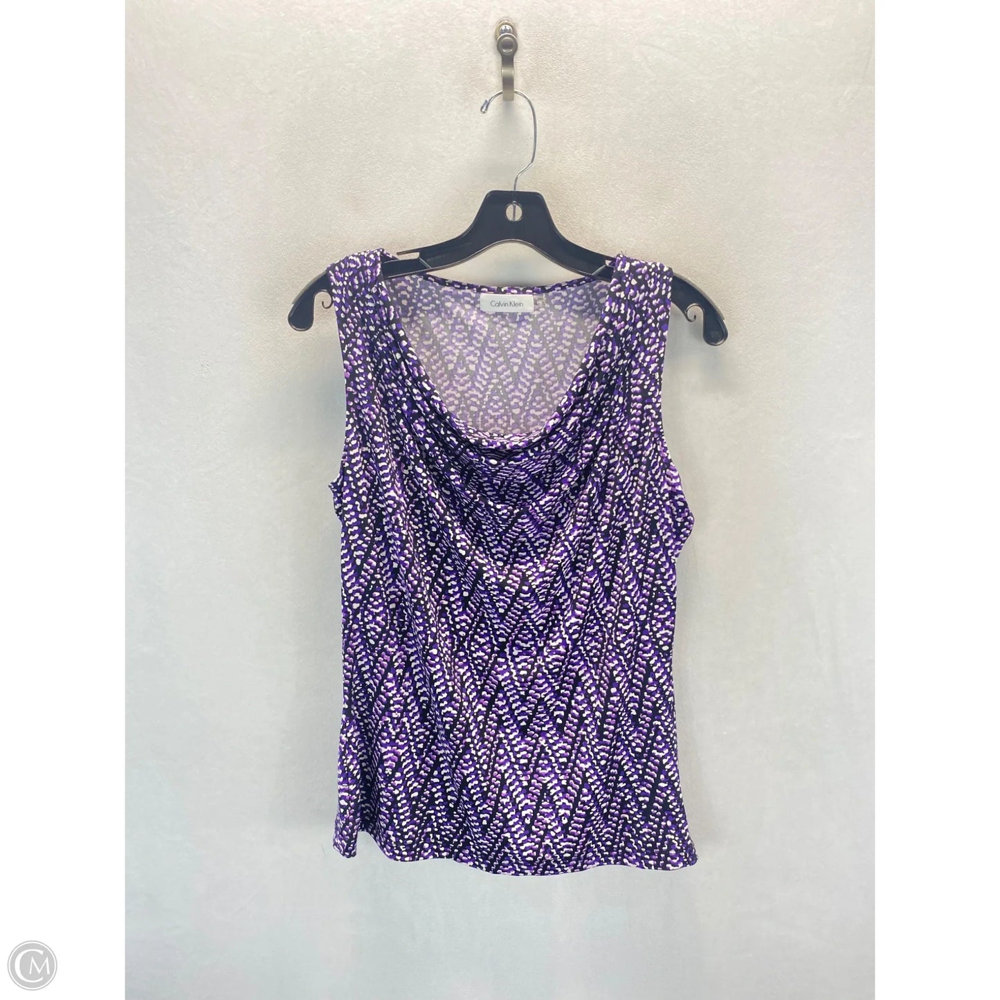 Top Sleeveless By Calvin Klein In Black & Purple, Size: M