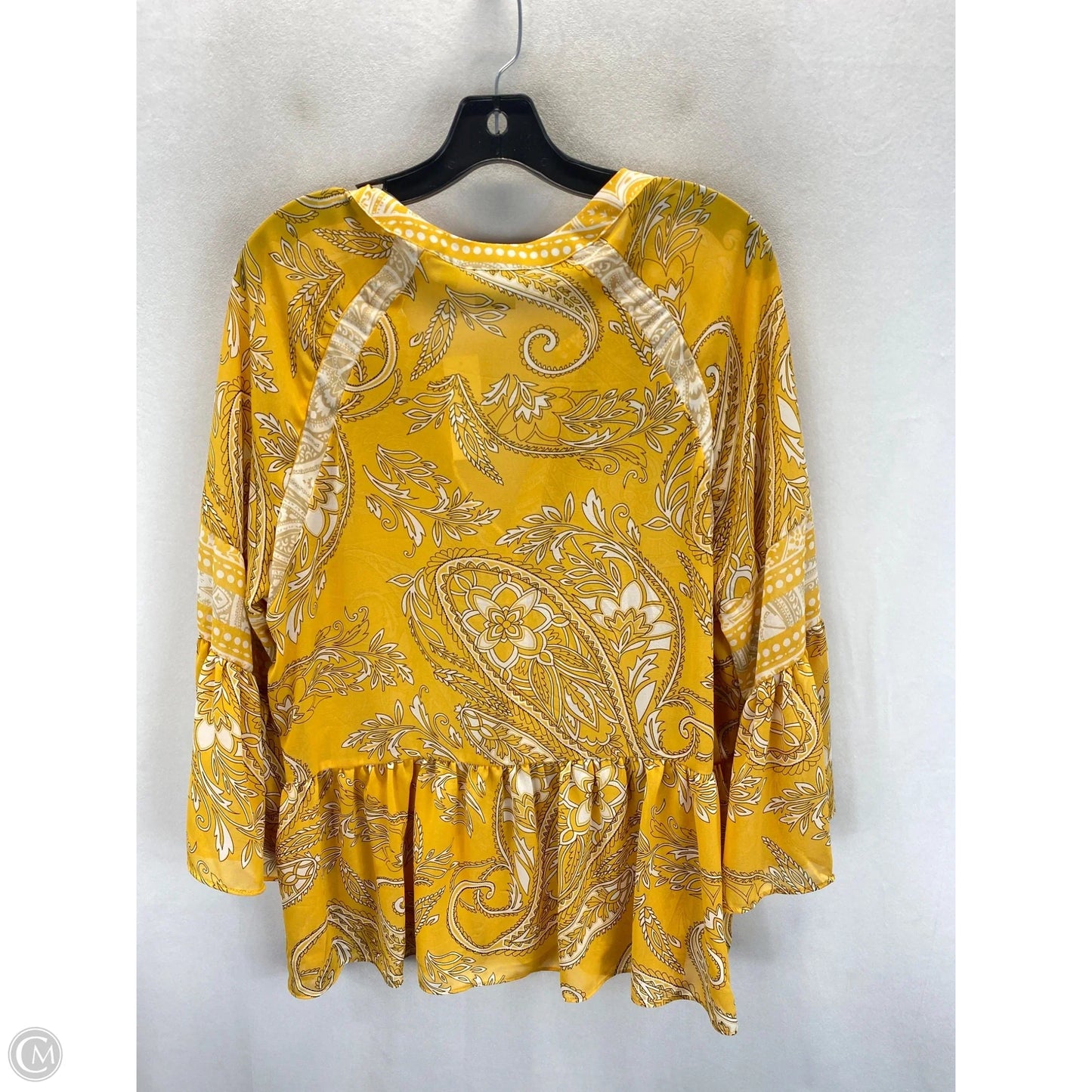 Top 3/4 Sleeve By New York And Co In Yellow Denim, Size: L