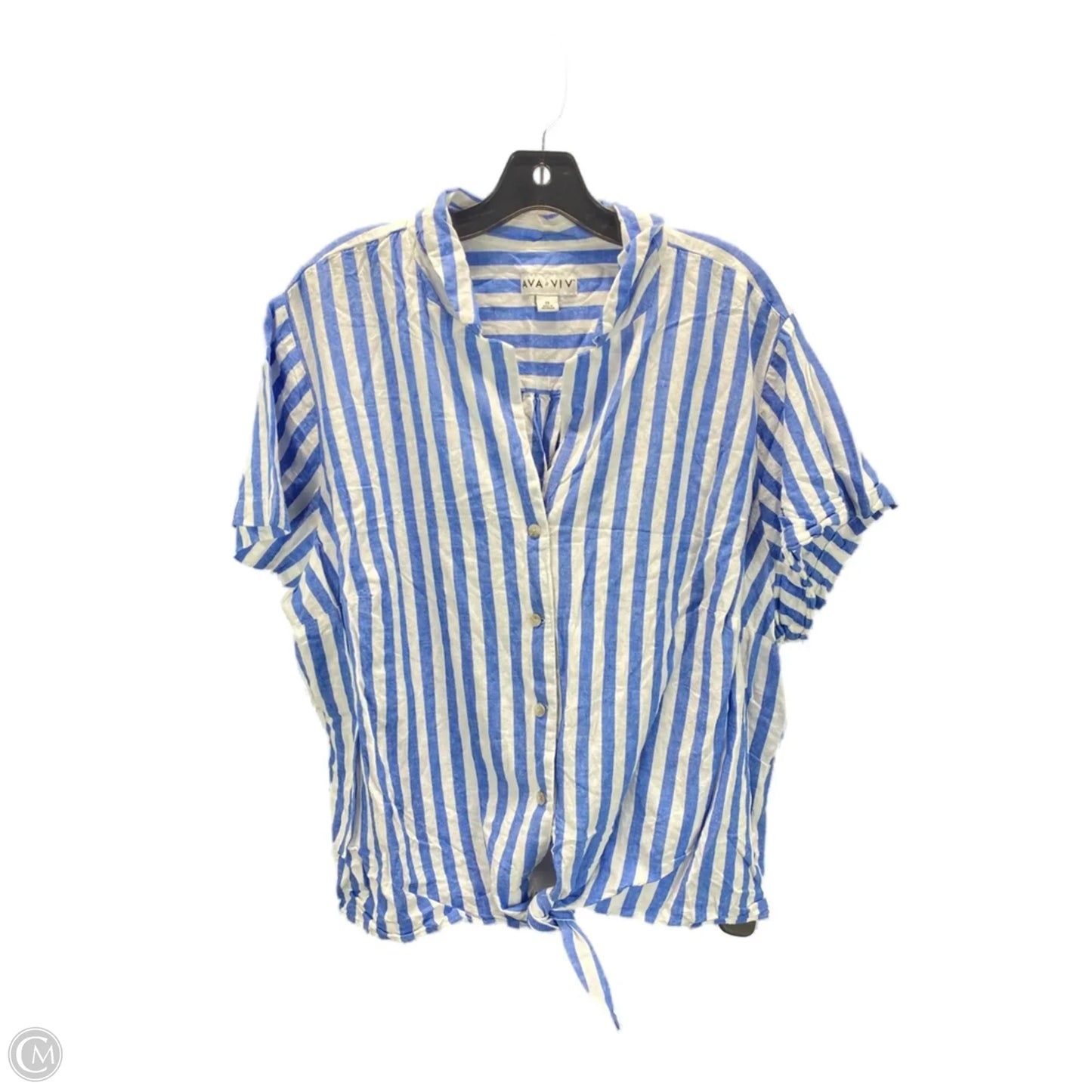 Top Short Sleeve By Ava & Viv In Striped Pattern, Size: 2x
