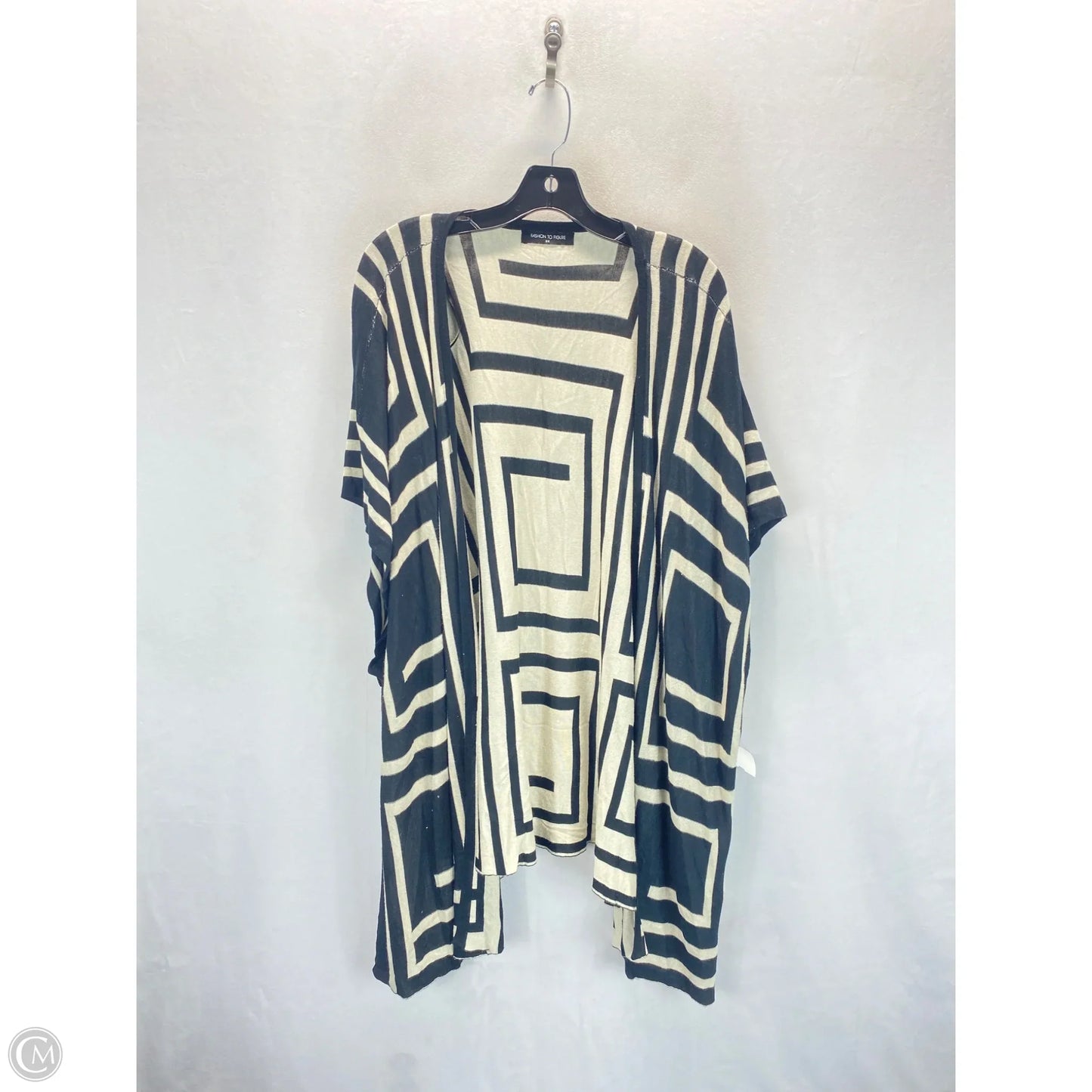 Cardigan By Fashion To Figure In Black & Cream, Size: 3x