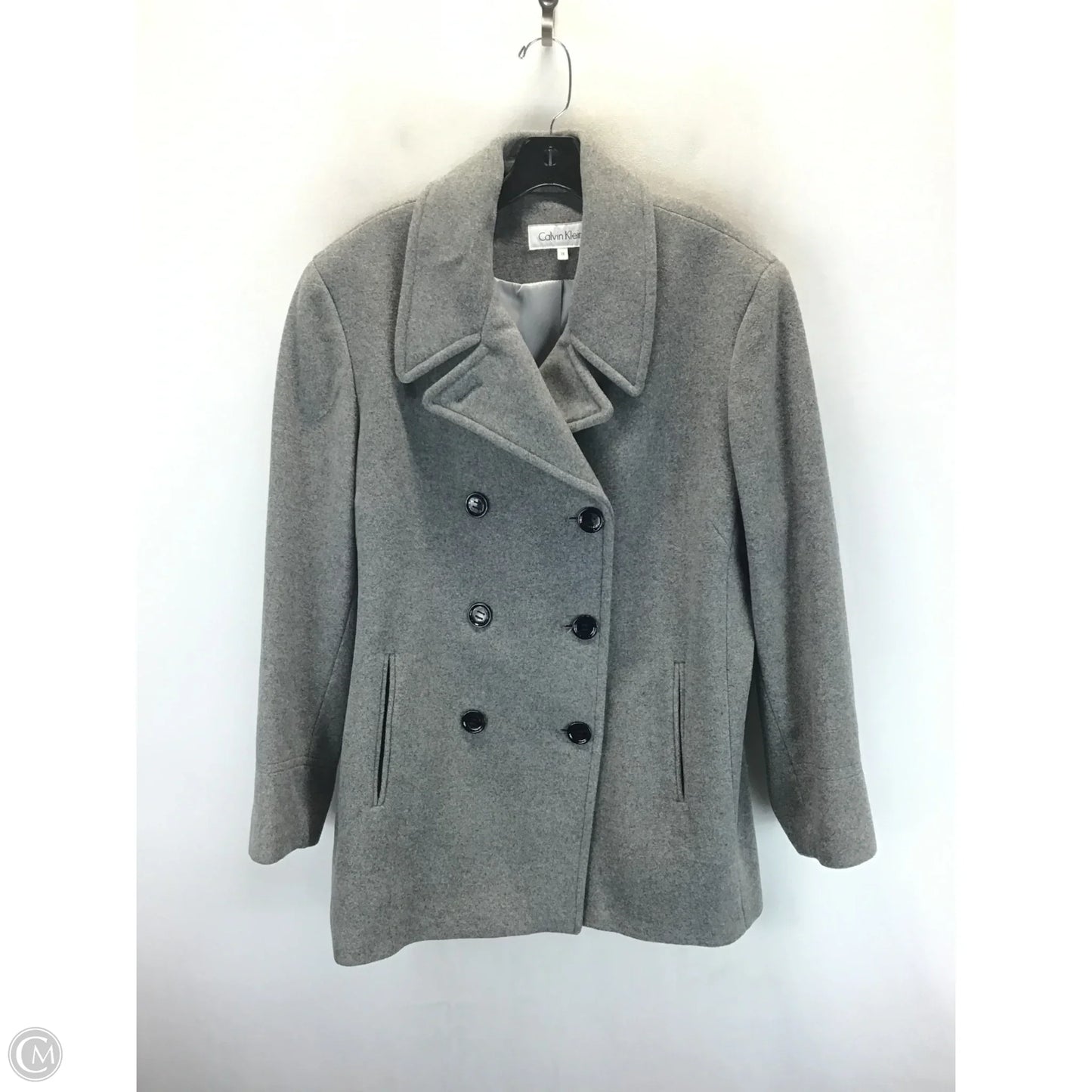 Coat Peacoat By Calvin Klein In Grey, Size: 1x