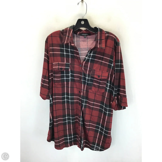 Top Short Sleeve By Clothes Mentor In Plaid Pattern, Size: 2x
