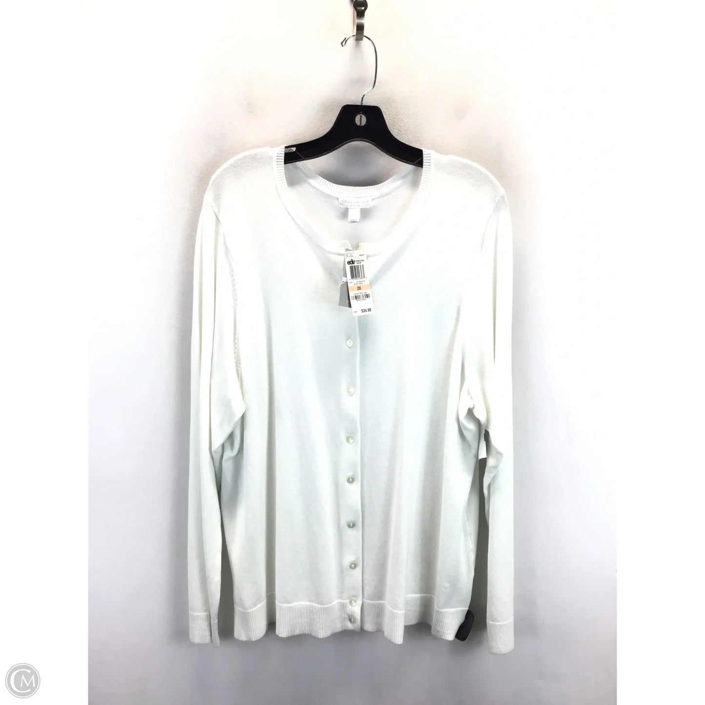 Cardigan By Charter Club In White, Size: 2x