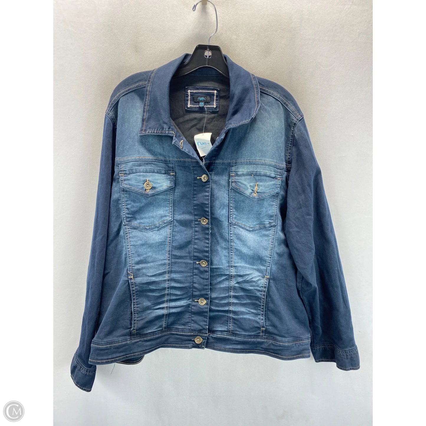 Jacket Denim By Clothes Mentor In Blue, Size: 2x