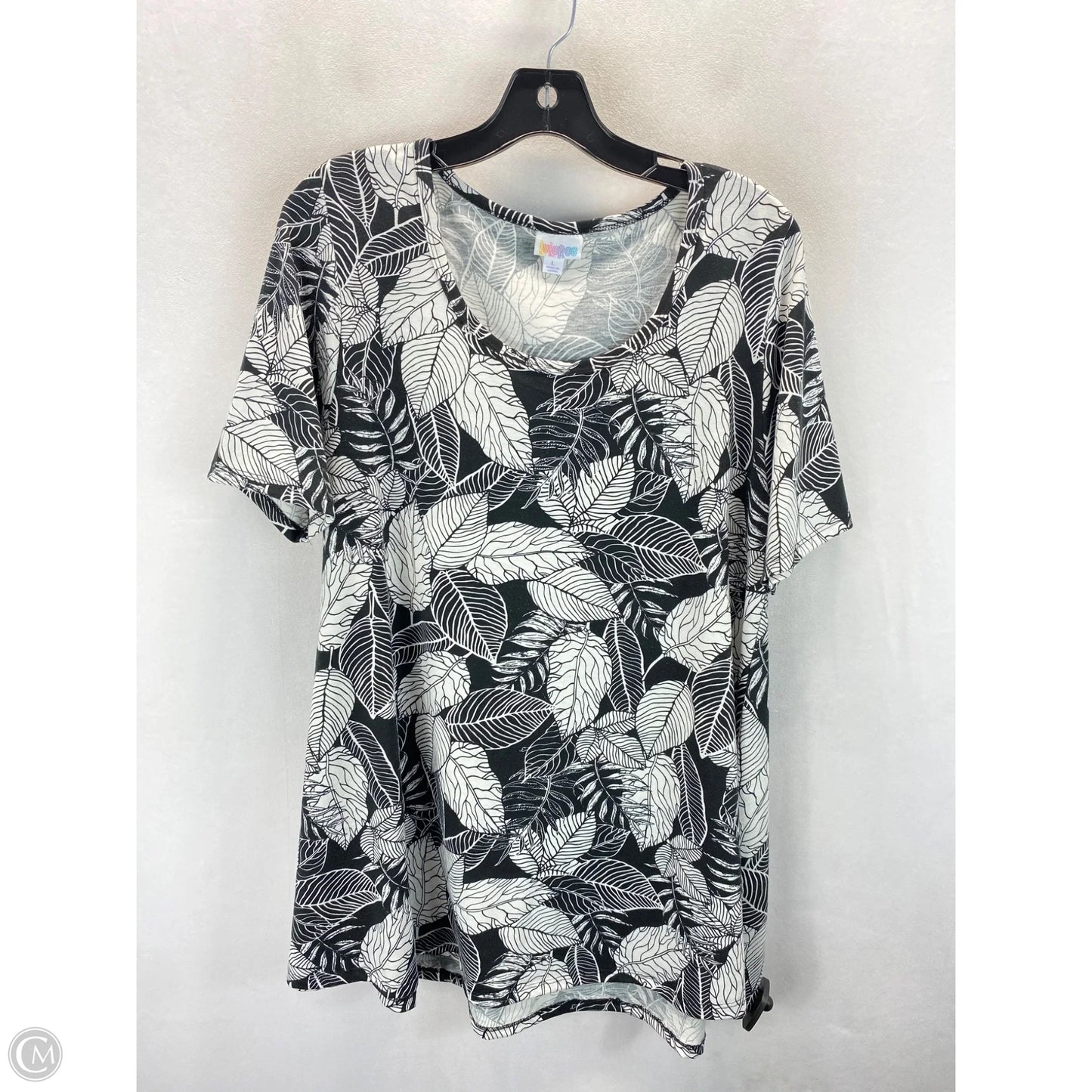 Top Short Sleeve By Lularoe In Black & White, Size: L
