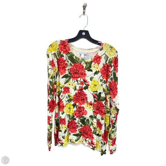 Top Long Sleeve By Charter Club In Floral Print, Size: Xl