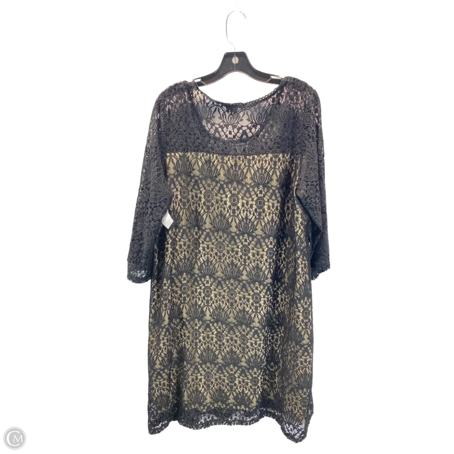 Dress Casual Midi By Avenue In Black & Tan, Size: 2x