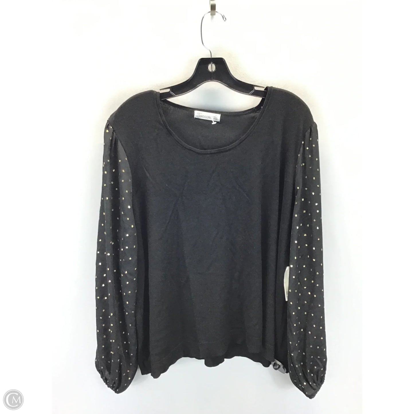 Top Long Sleeve By 89th And Madison In Black & Gold, Size: 1x