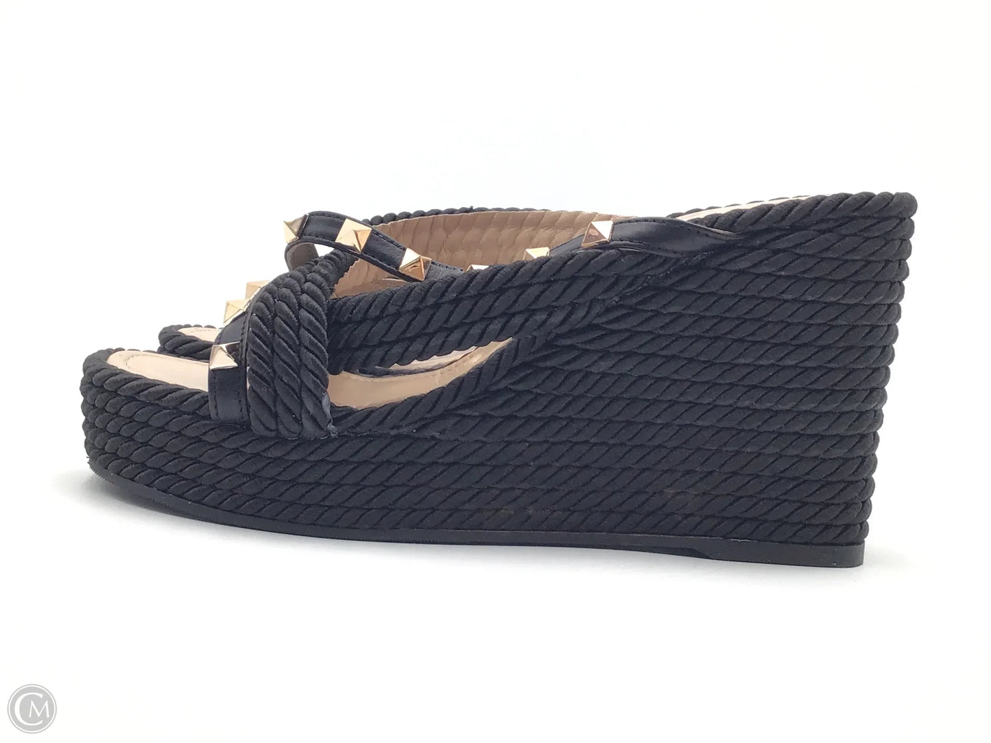 Sandals Heels Wedge By Clothes Mentor In Black, Size: 7.5