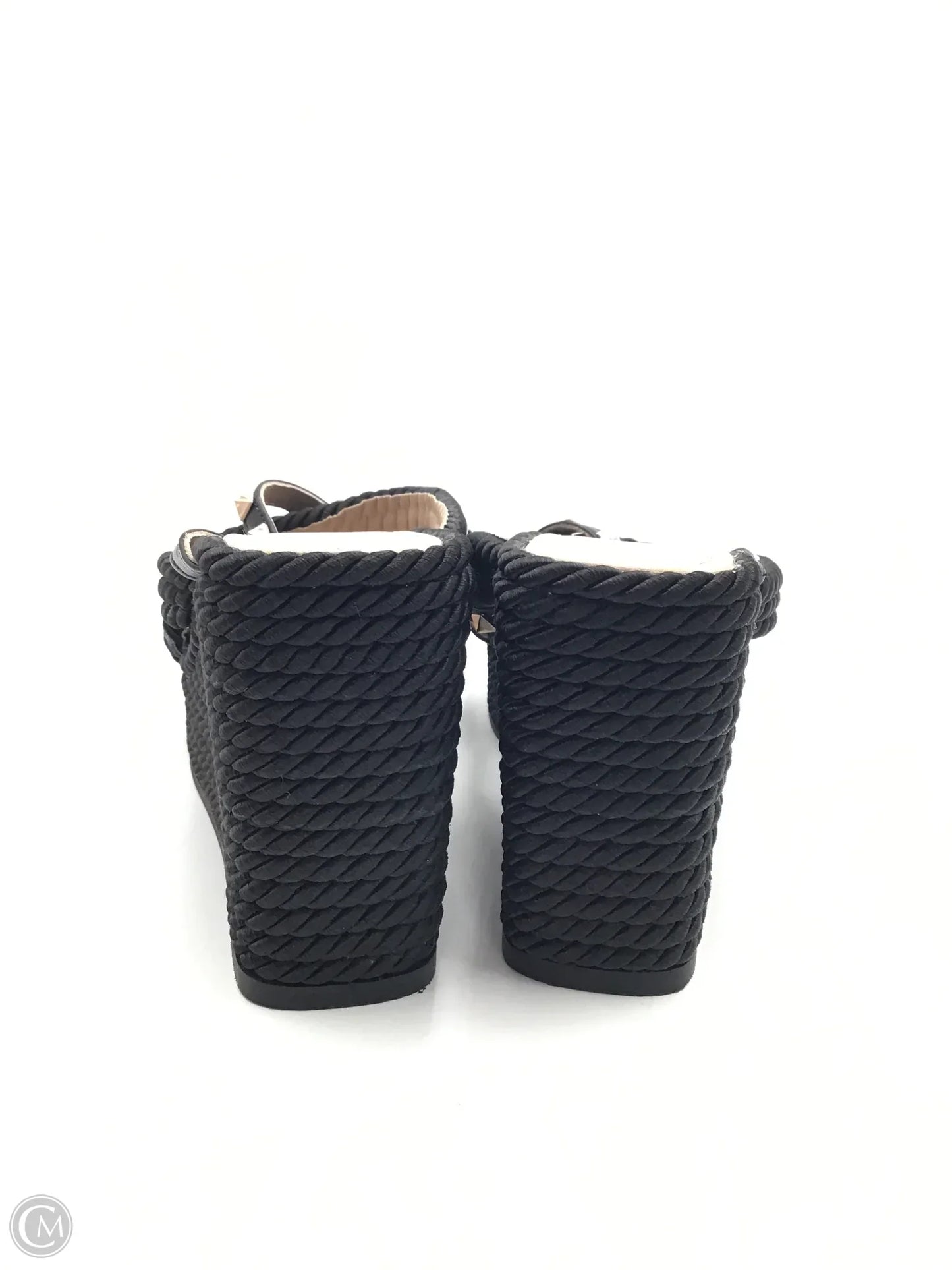 Sandals Heels Wedge By Clothes Mentor In Black, Size: 7.5