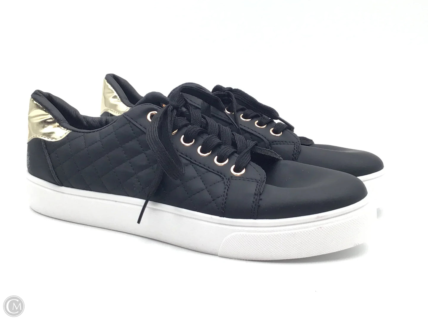 Shoes Sneakers By Clothes Mentor In Black & Gold, Size: 9