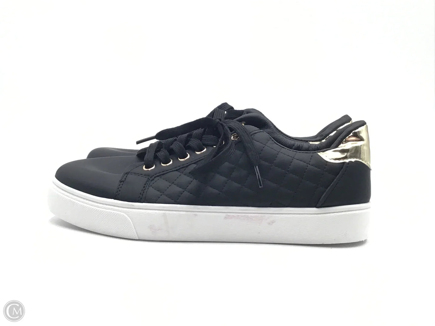 Shoes Sneakers By Clothes Mentor In Black & Gold, Size: 9