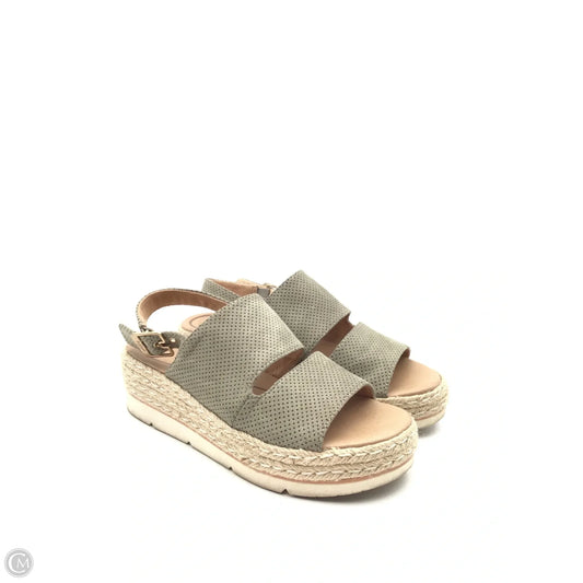 Sandals Heels Platform By Dr Scholls In Green & Tan, Size: 7