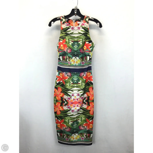 Dress Casual Midi By New York And Co In Tropical Print, Size: Xs