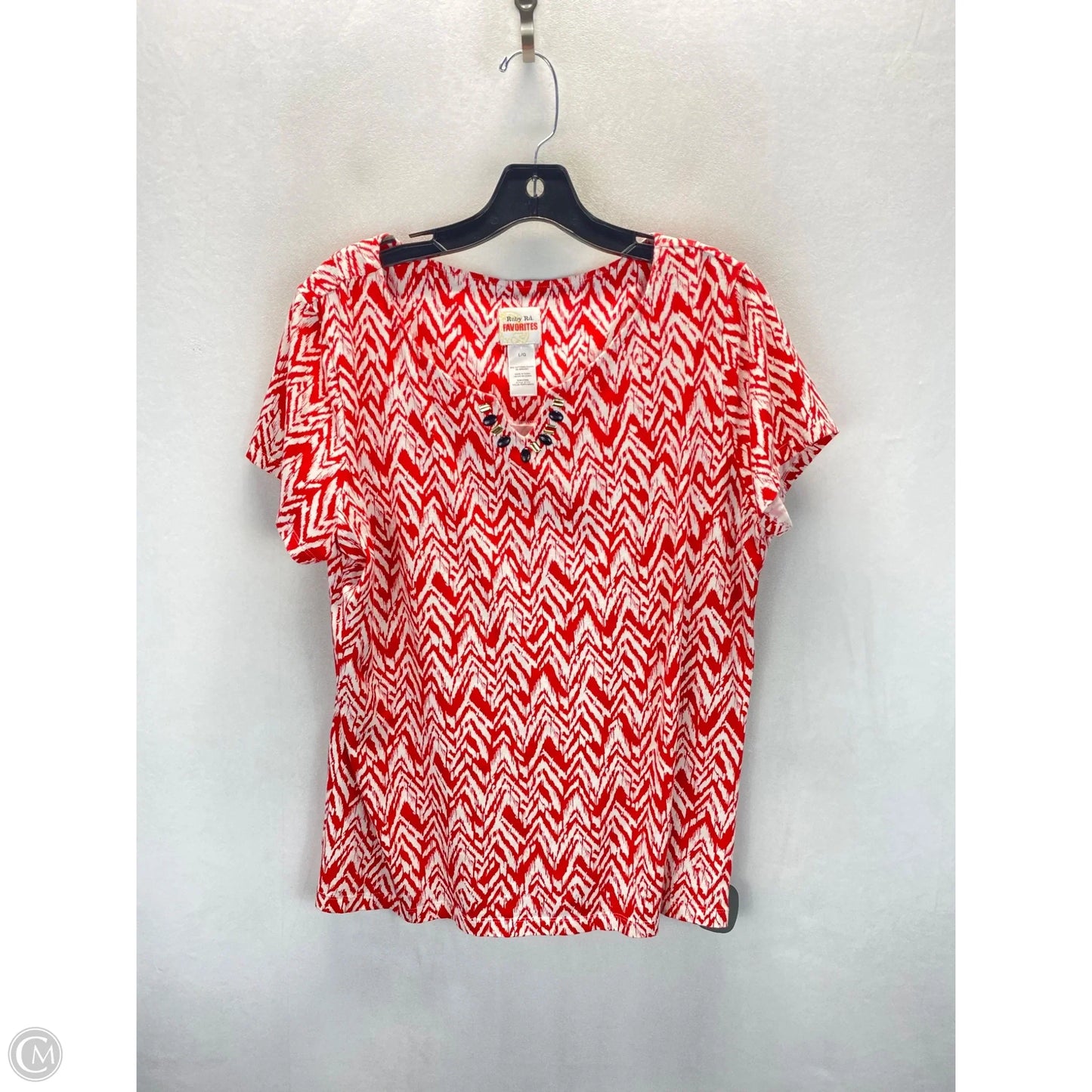 Top Short Sleeve By Ruby Rd In Red & White, Size: L