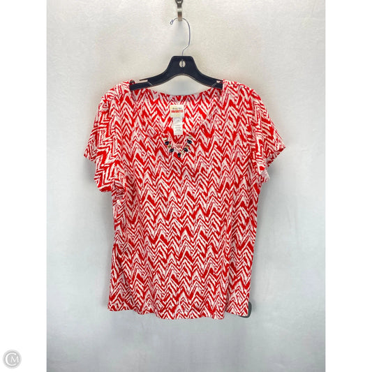 Top Short Sleeve By Ruby Rd In Red & White, Size: L