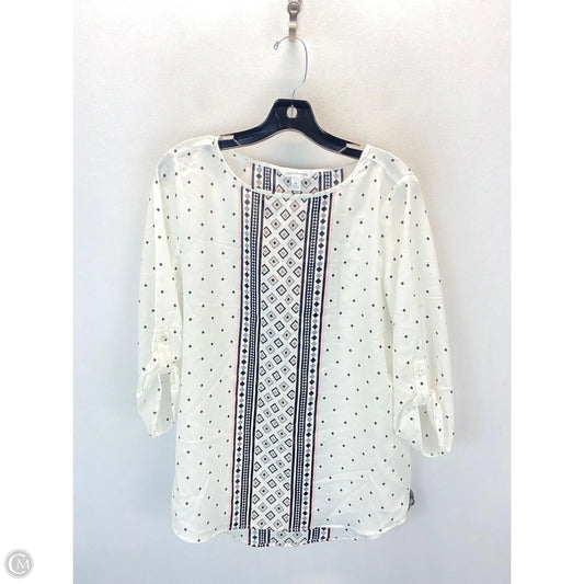Top 3/4 Sleeve By Croft And Barrow In Blue & White, Size: M