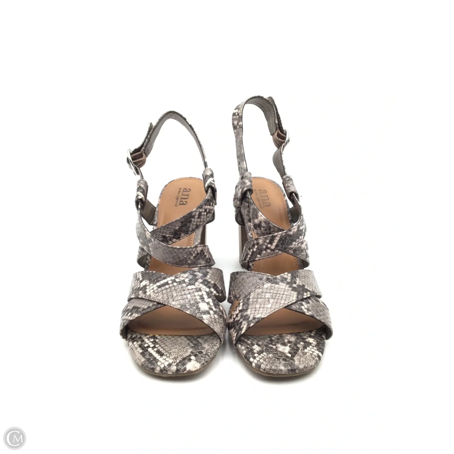Sandals Heels Block By Ana In Snakeskin Print, Size: 8