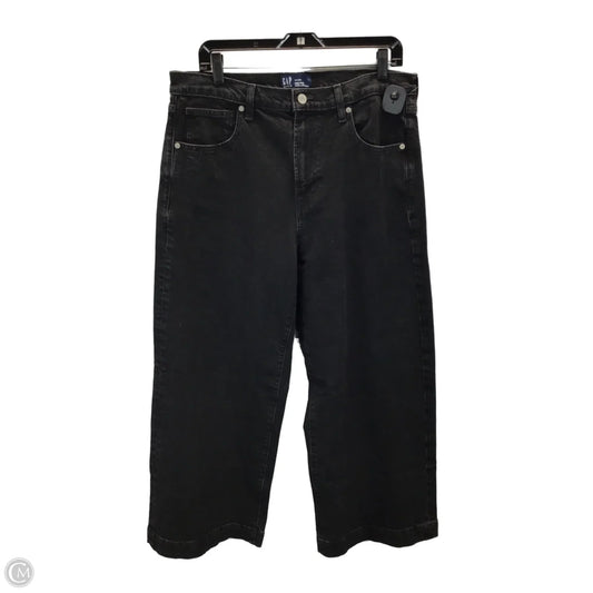 Jeans Wide Leg By Gap In Black Denim, Size: 14