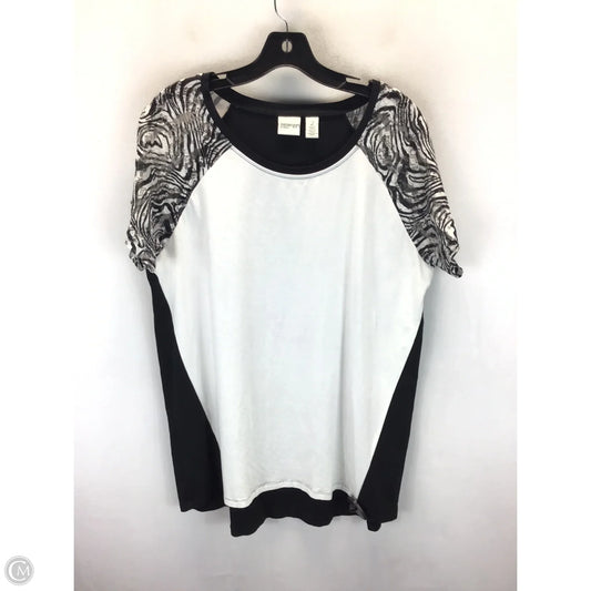 Top Short Sleeve By Chicos In Black & White, Size: L