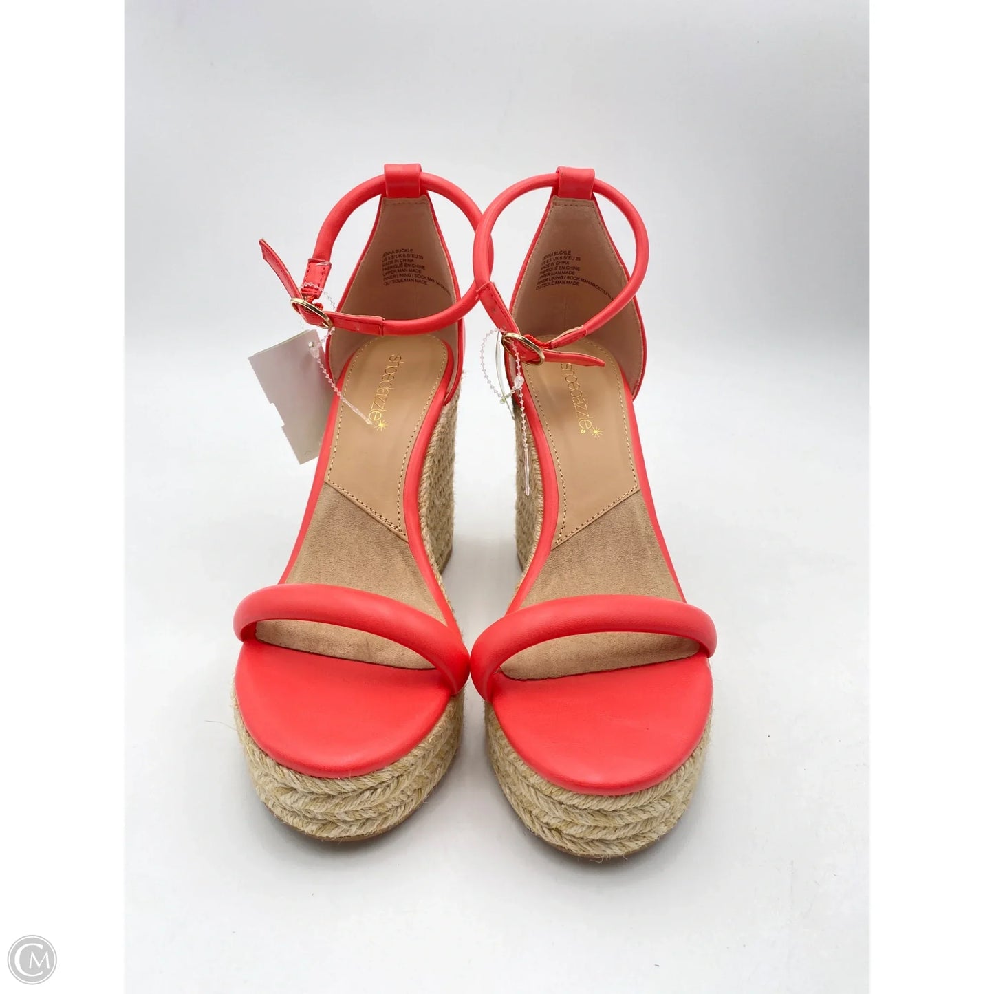 Sandals Heels Wedge By Shoedazzle In Orange & Tan, Size: 8.5