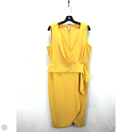 Dress Casual Midi By Asos In Yellow, Size: Xl