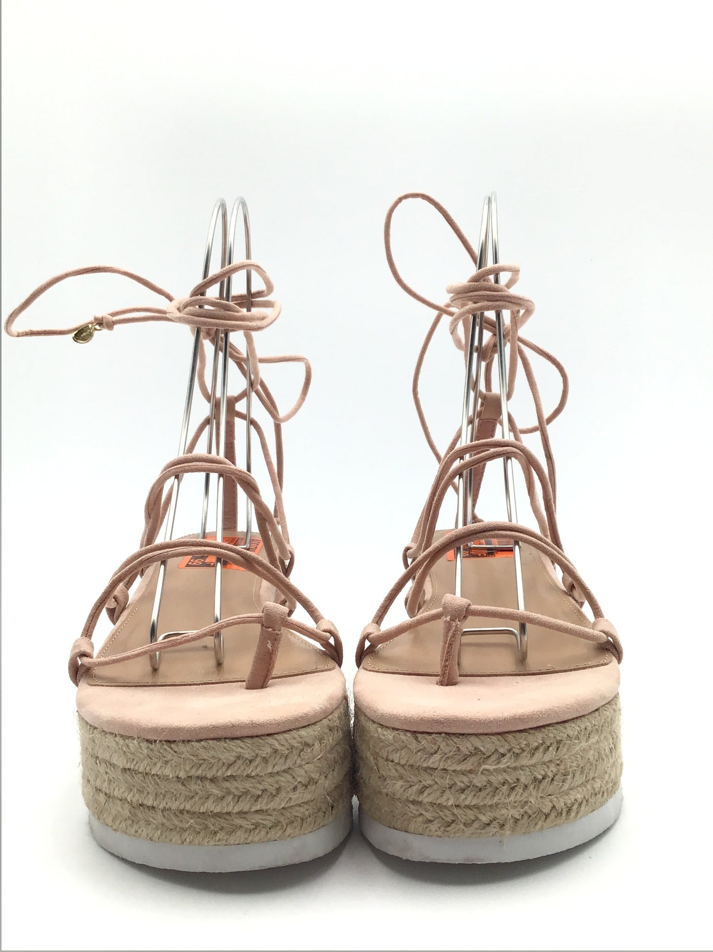 Nude Sandals Heels Wedge Shoedazzle, Size 9