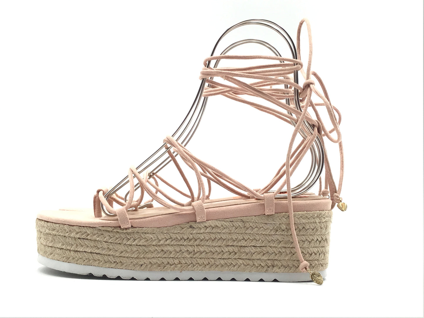 Nude Sandals Heels Wedge Shoedazzle, Size 9