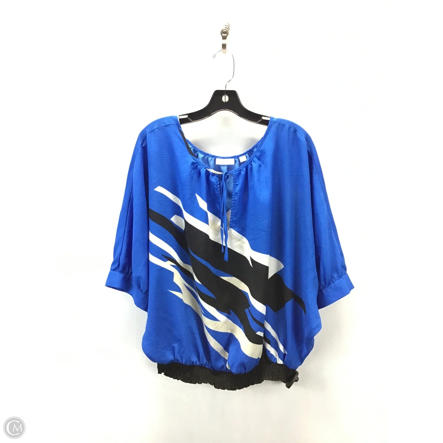 Top Short Sleeve By New York And Co In Blue & White, Size: L