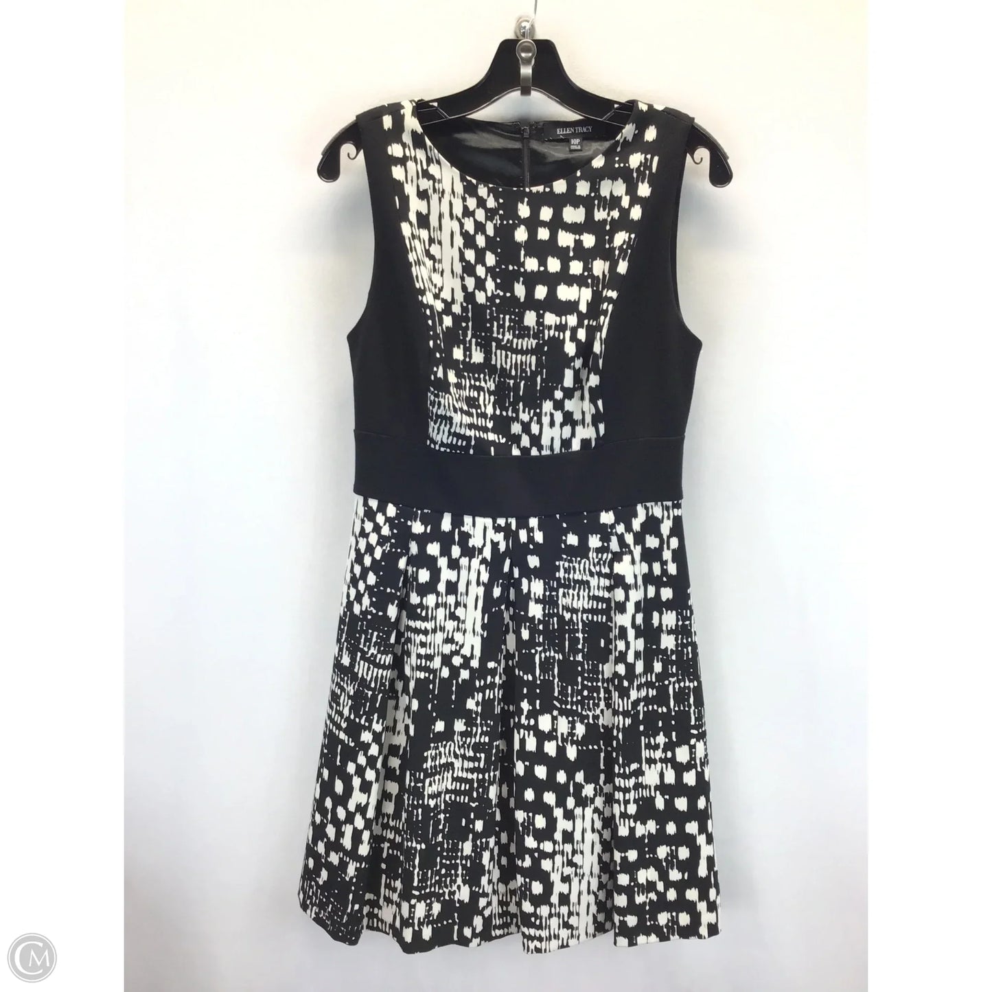 Dress Casual Midi By Ellen Tracy In Black & Cream, Size: 10p