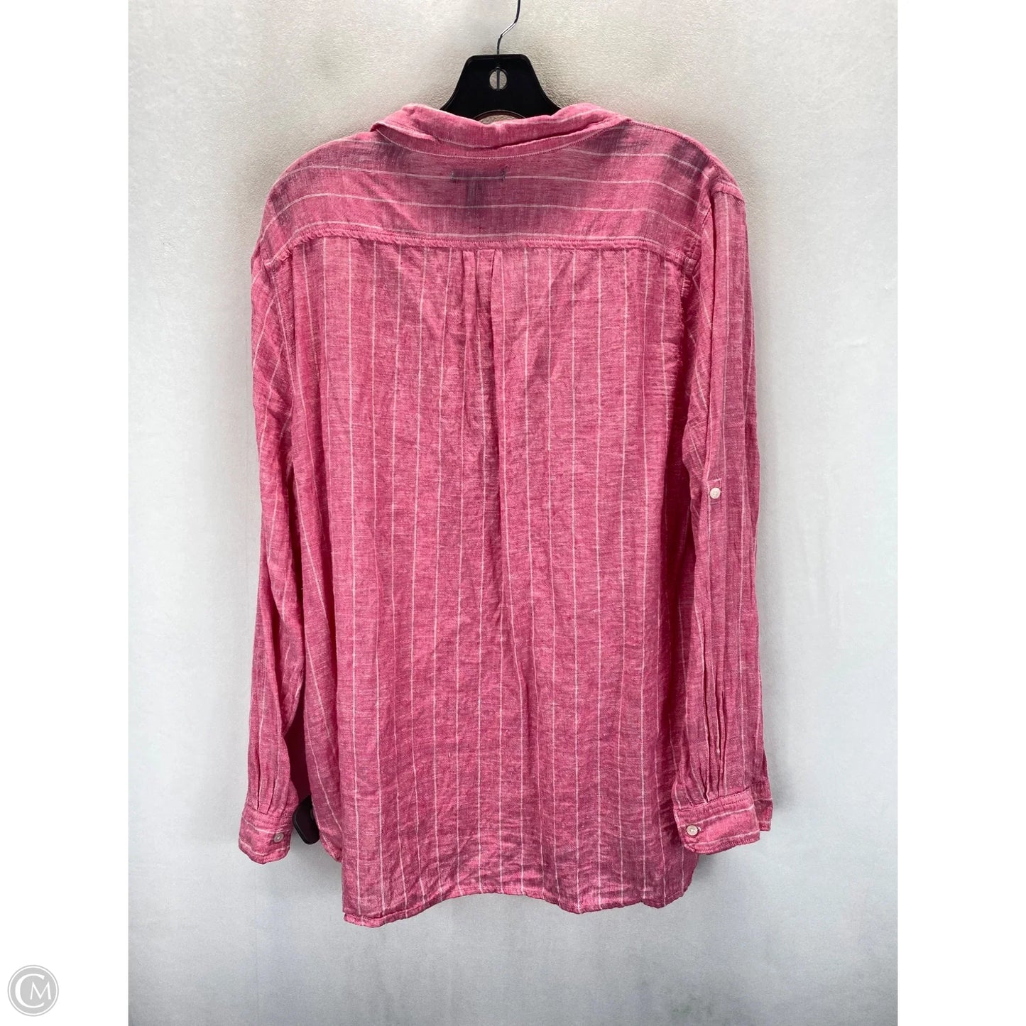 Top Long Sleeve By Gap In Pink & White, Size: Xl