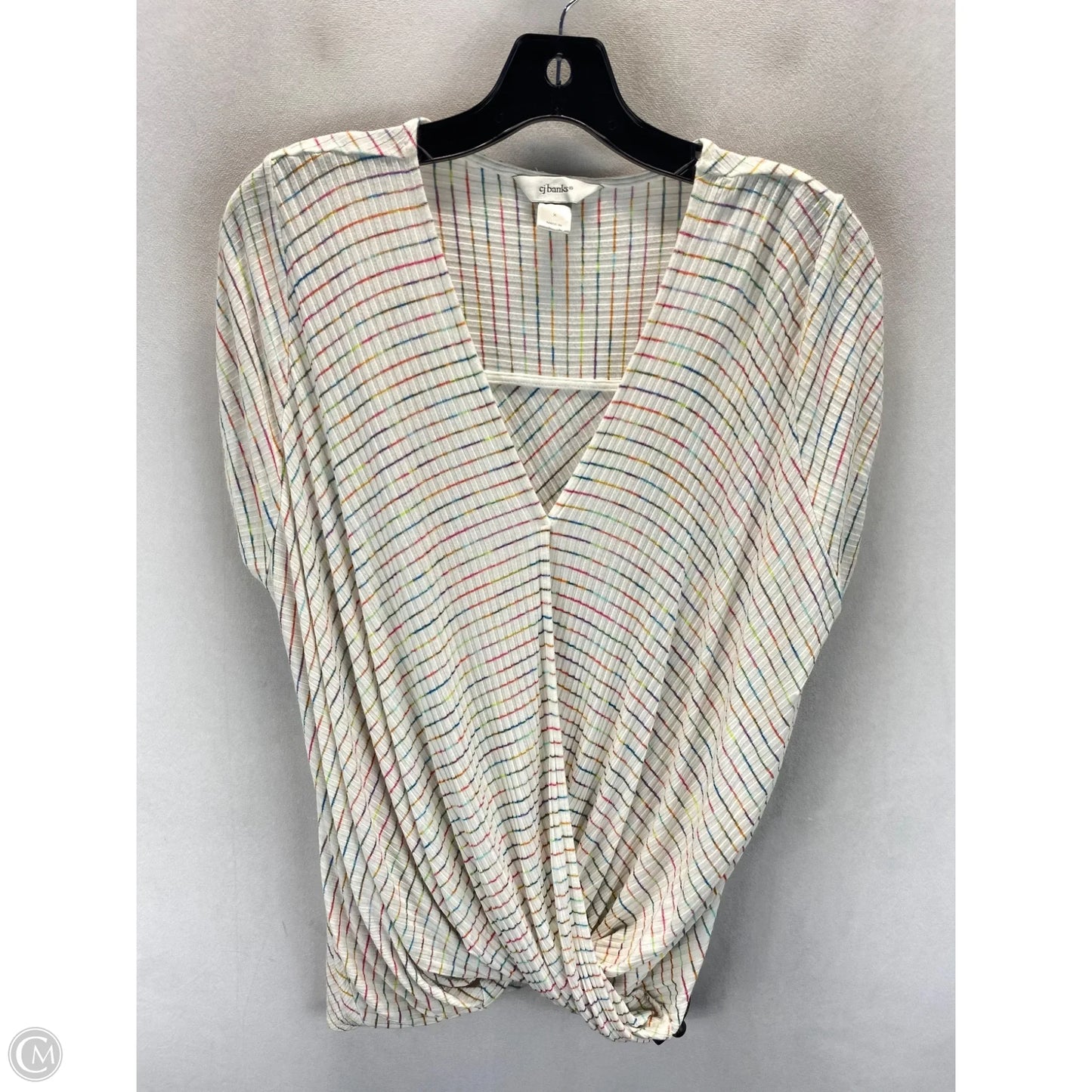 Top Short Sleeve By Cj Banks In Rainbow Print, Size: 14