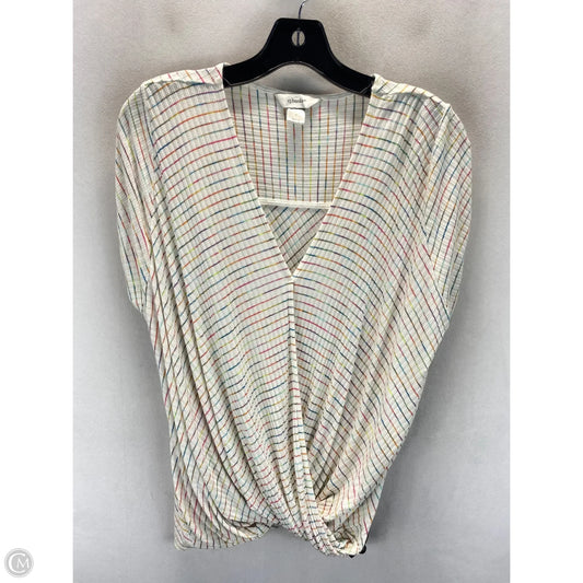 Top Short Sleeve By Cj Banks In Rainbow Print, Size: 14