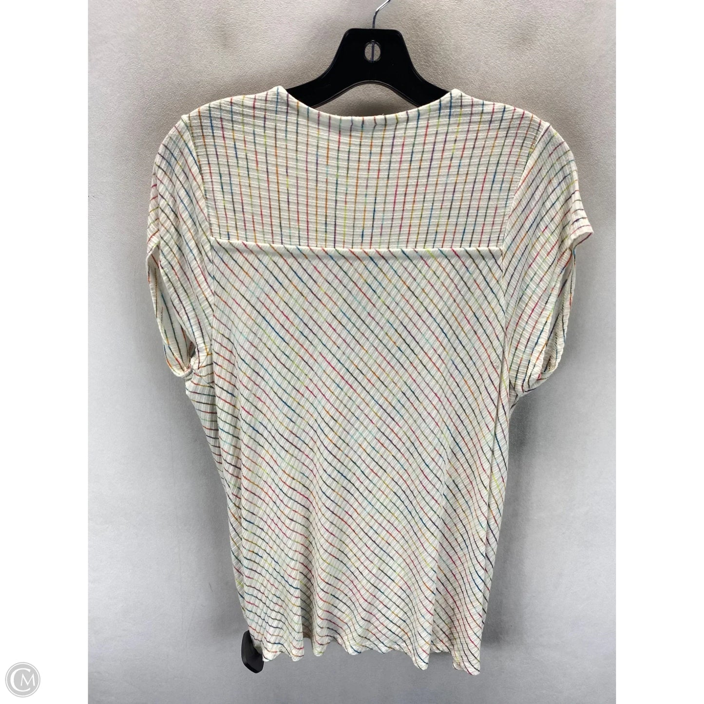 Top Short Sleeve By Cj Banks In Rainbow Print, Size: 14