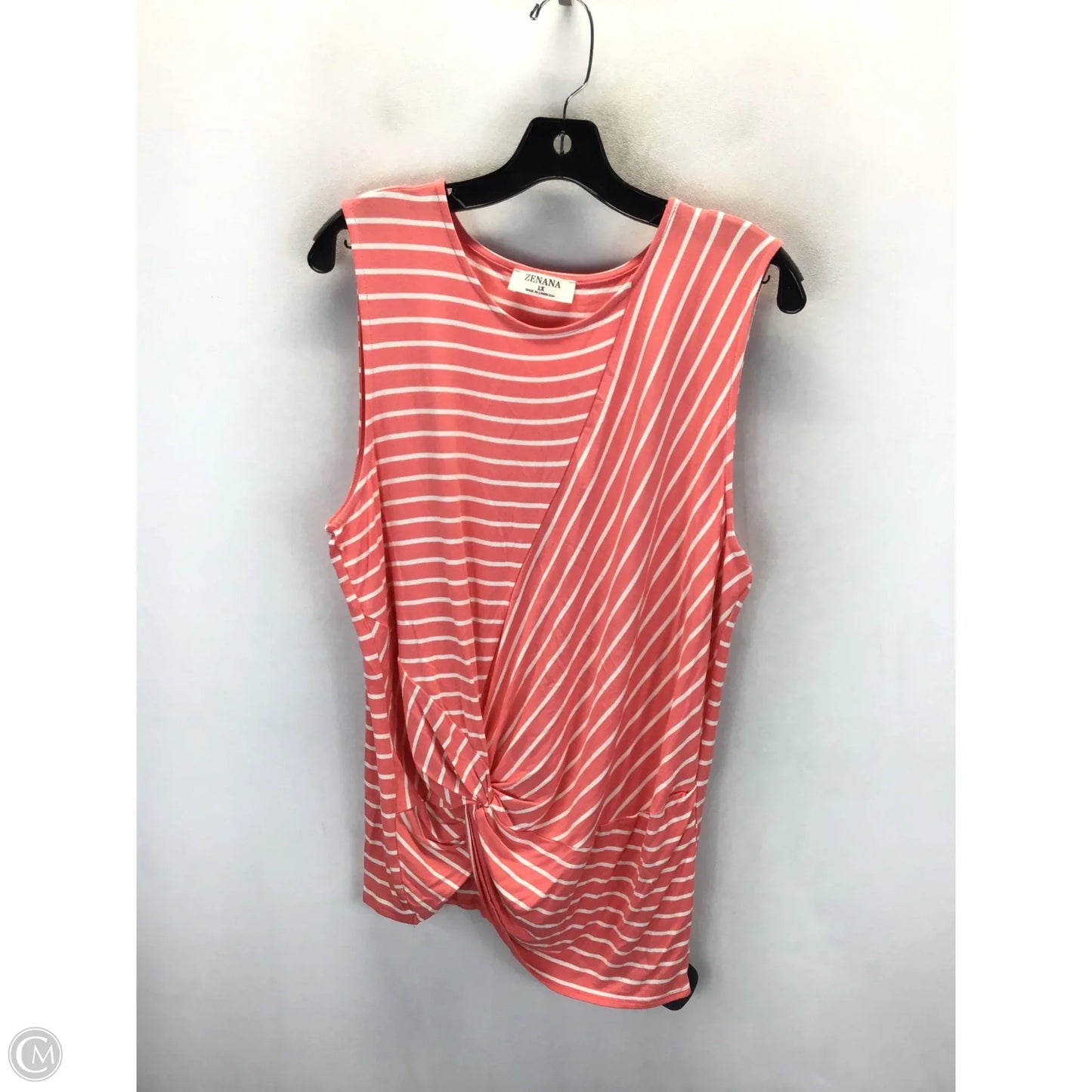 Top Sleeveless By Zenana Outfitters In Pink & White, Size: 1x