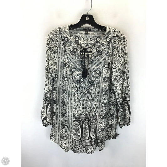 Top Long Sleeve By Lucky Brand In Black & White, Size: M