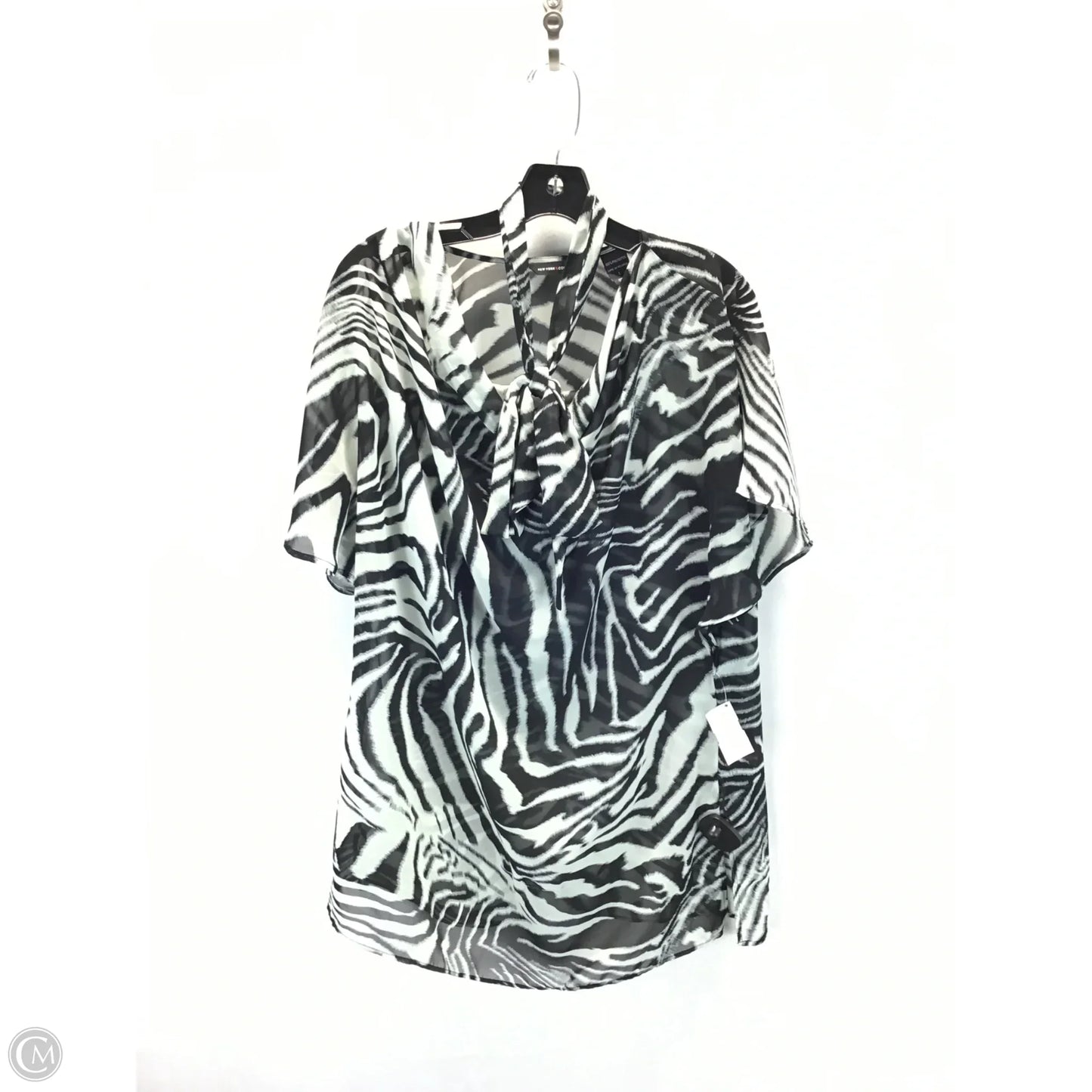 Tunic 3/4 Sleeve By New York And Co In Black & Cream, Size: L